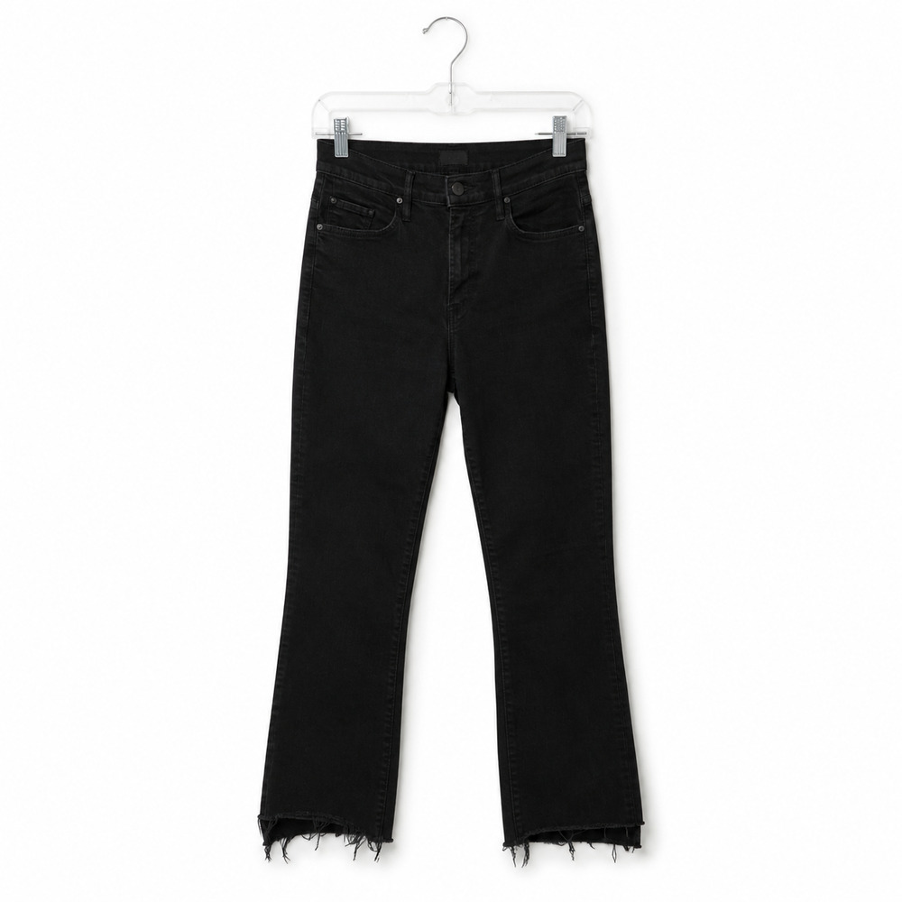 Mother Jeans Womens Size 28 Black The Insider Crop Step Fray Distressed Mid Rise